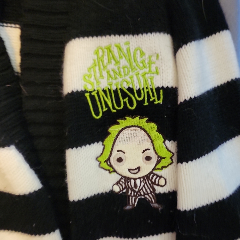 Unique Vintage Black and White Striped Sweater, Beetlejuice
